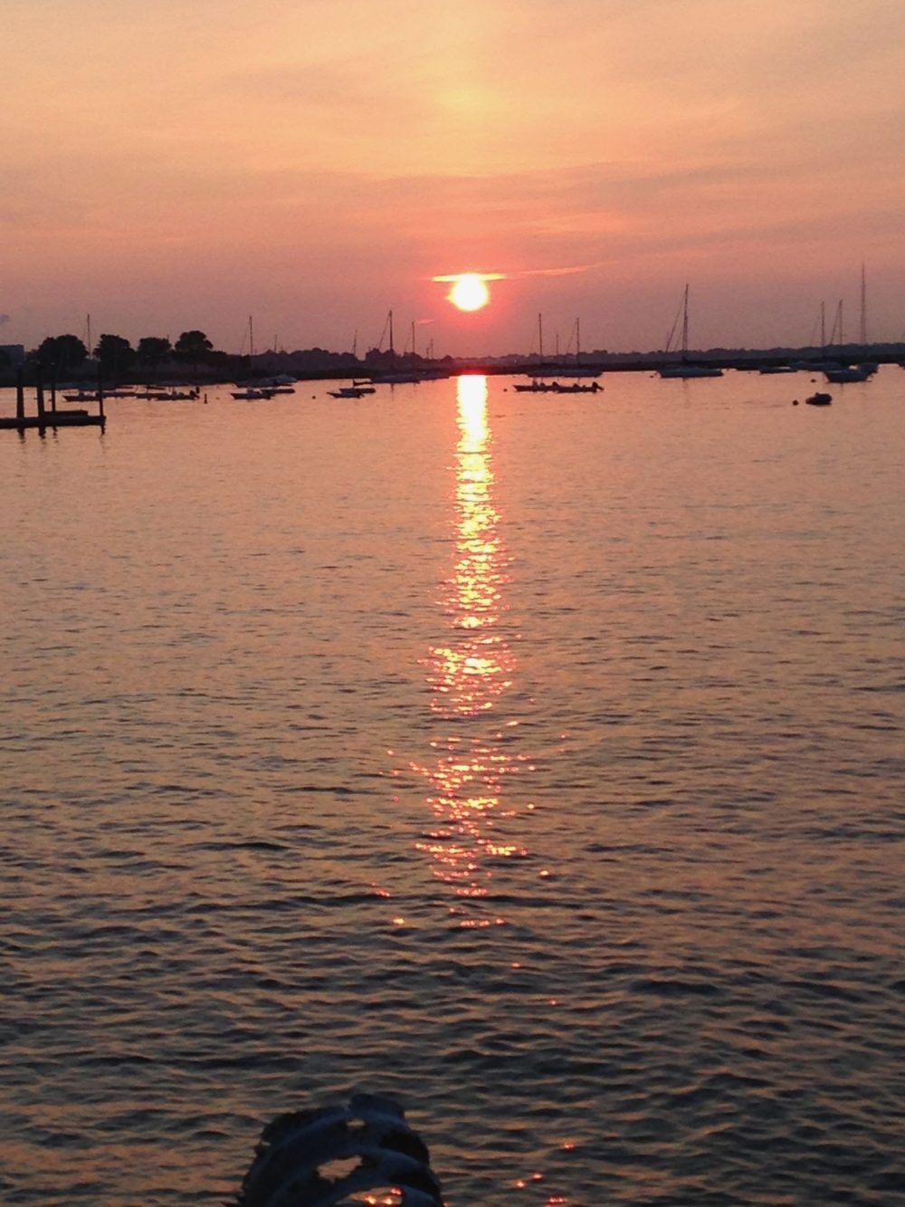 pink sunrise on blue water